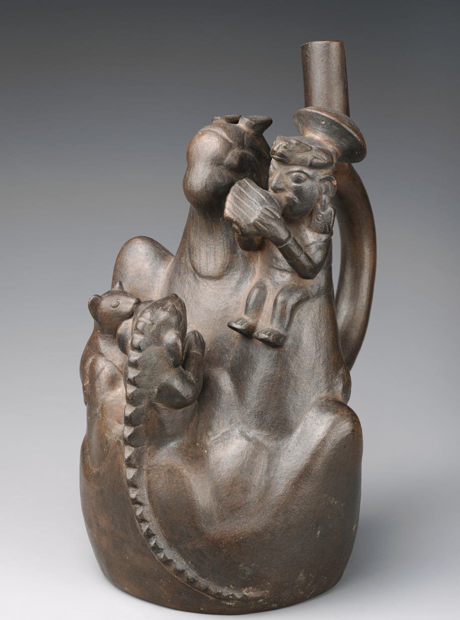 Botella moche con escena de sacrificio de montaña (500–800 d. C.). Donación de Nathan Cummings, 1964. Museo Metropolitano de Arte, Nueva York.